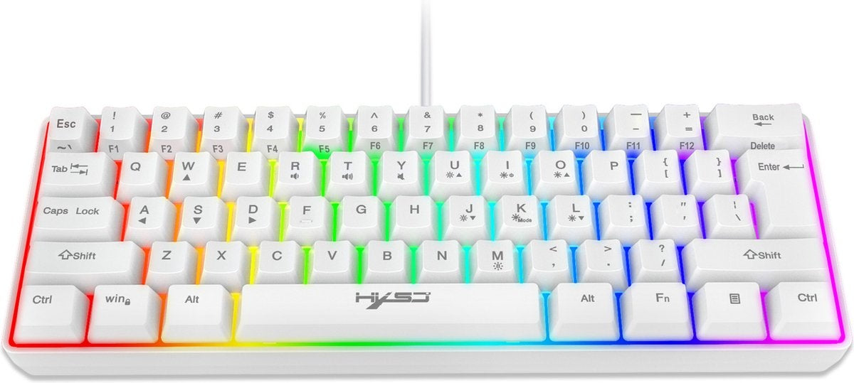 Clavier gaming - HxSJ - Clavier membrane - 61 touches - TKL - Qwerty - Blanc