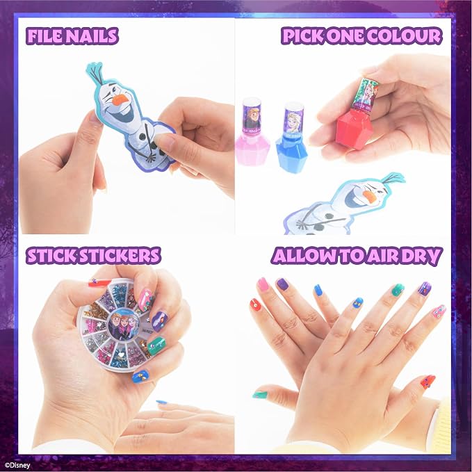 Kit de vernis à ongles Townley Girl Disney Frozen pour enfants – 15 couleurs – Peel-Off – À partir de 3 ans