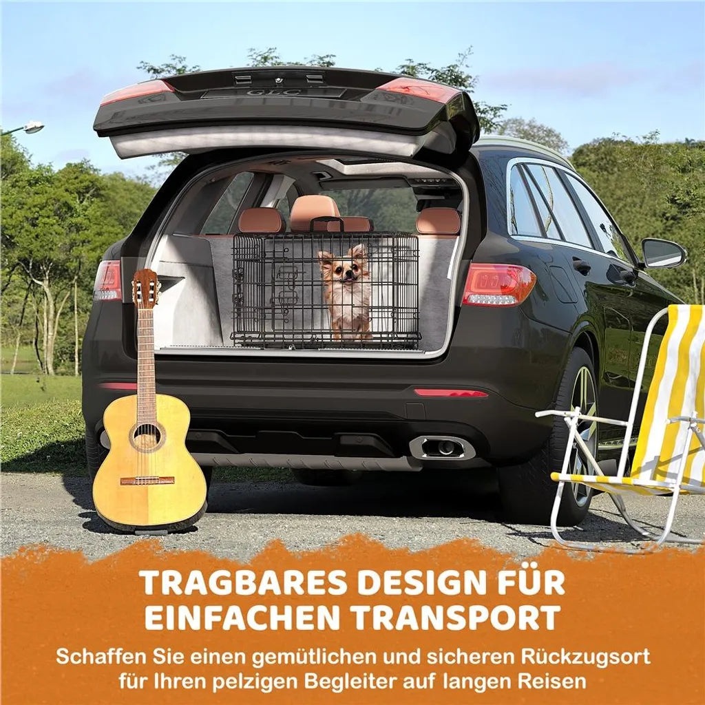 Yaheetech Banc pour chien - pliable - 61.5x41.5x47 cm - banc de transport - tiroir inférieur - panneau de séparation - noir