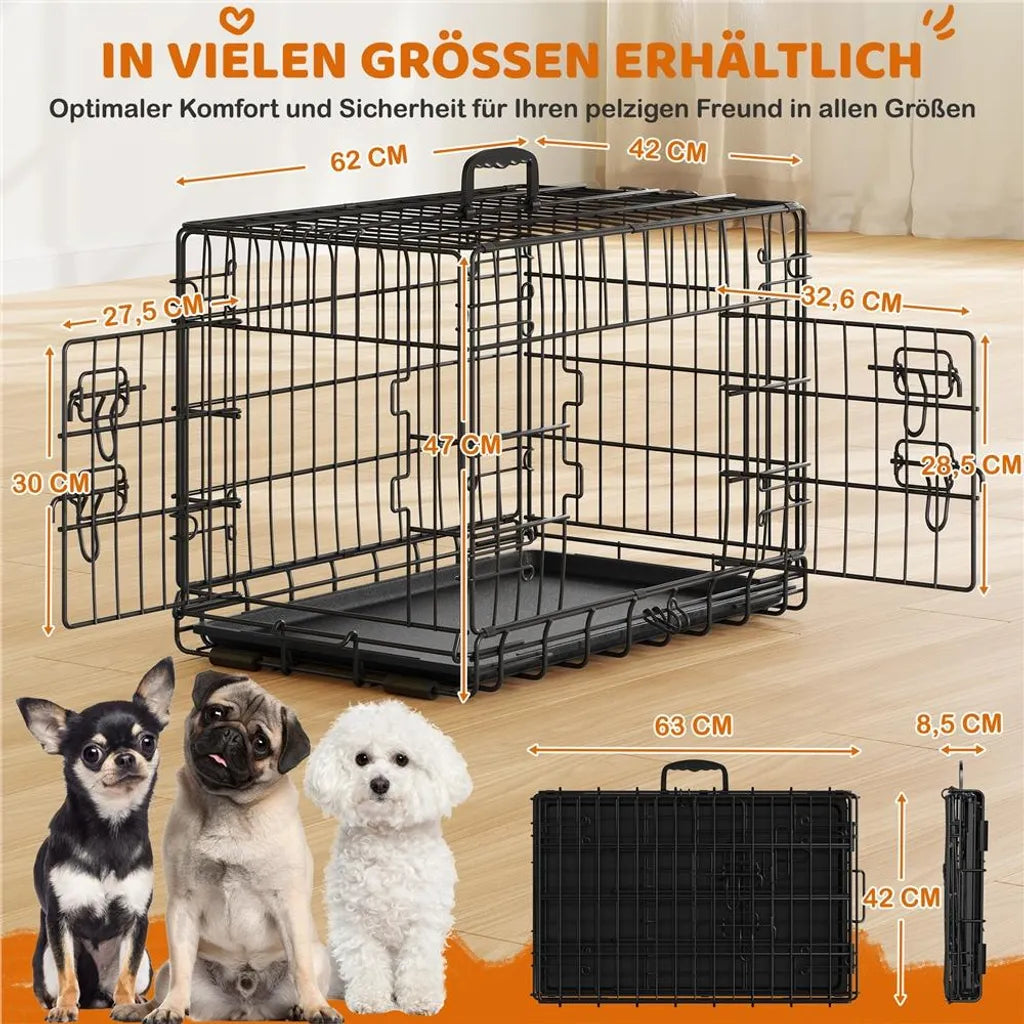 Yaheetech Banc pour chien - pliable - 61.5x41.5x47 cm - banc de transport - tiroir inférieur - panneau de séparation - noir