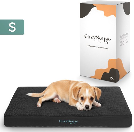 CozySense® Coussin orthopédique pour chien 60 X 40 cm - Taille S - Imperméable - Convient comme coussin de banc et lit pour chien - Housse lavable - Noir