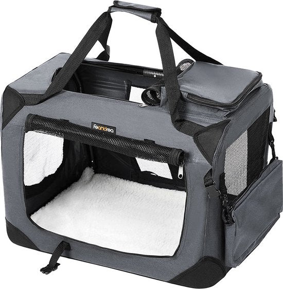 Feandrea - cage de transport - cage de voyage - 60 x 42 x 42 cm - pour chiens - pliable - tissu Oxford - gris
