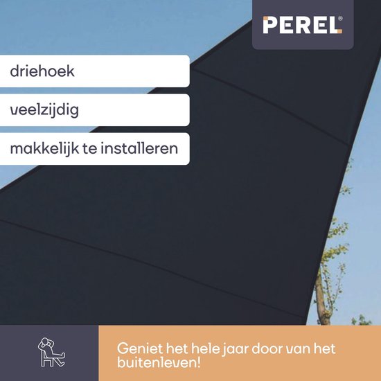 Perel Toile d'ombrage, perméable à l'eau, perméable à l'air, 5 x 5 x 5 m, 180 g/m², HDPE, triangle, gris foncé