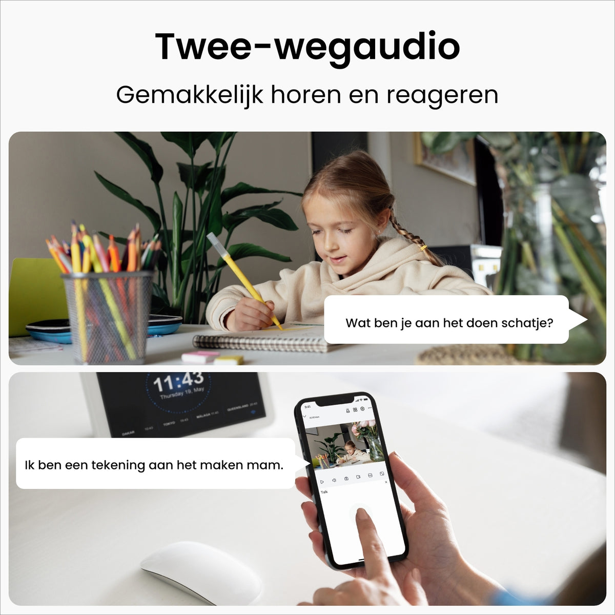 Caméra Wi-Fi d'intérieur Reolink E321 avec fonction panoramique et inclinaison - 3 MP - blanche