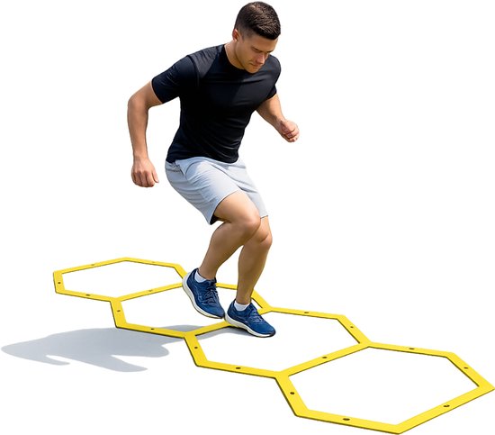 Cerceaux d'agilité Umbro - 57,5 cm - Kit d'agilité - 6 hexagones avec raccords - Matériel d'entraînement de football - Échelle de vitesse - Jaune