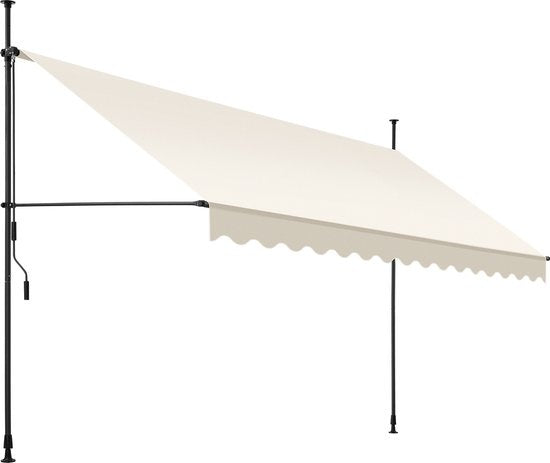 tectake - store à pinces - parasol - réglable - store à pinces - parasol balcon - 400 x 180 cm - beige - parasol