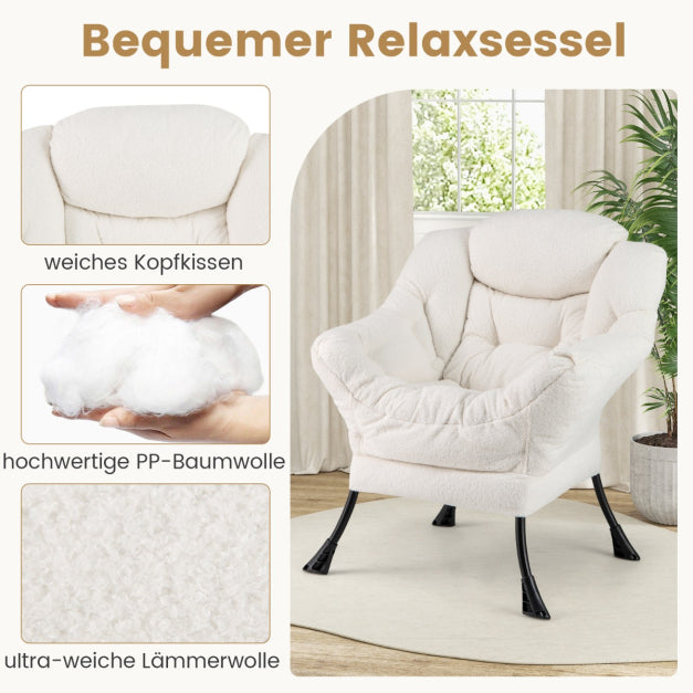 Fauteuil Coast - PP-Coton - Max 150KG - Repose-pieds inclus - 80 x 74 x 97 cm - Blanc