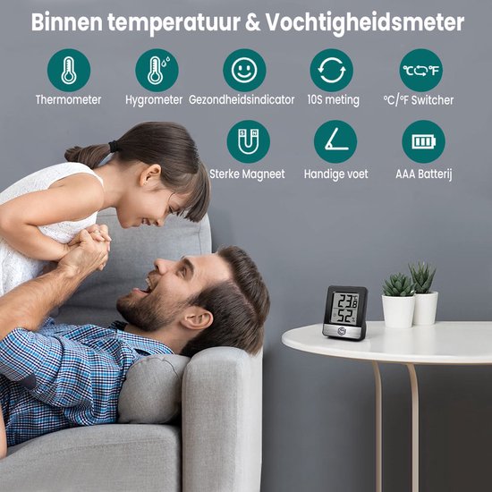 Ease Electronicz Hygromètre - Humidimètre - Station météo numérique - Humidimètre - Thermomètre d'intérieur - Pile incluse