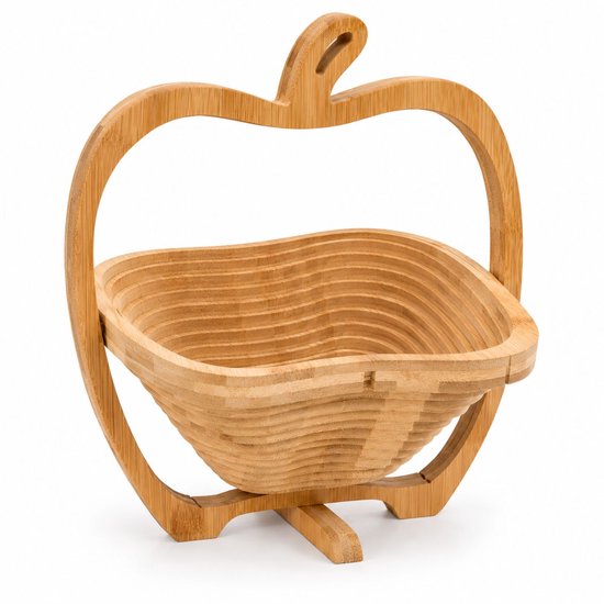 Panier à fruits pliable Ceruzo - Bambou - 27 x 22 x 30 cm - 2 en 1 - Panier à fruits et dessous de plat