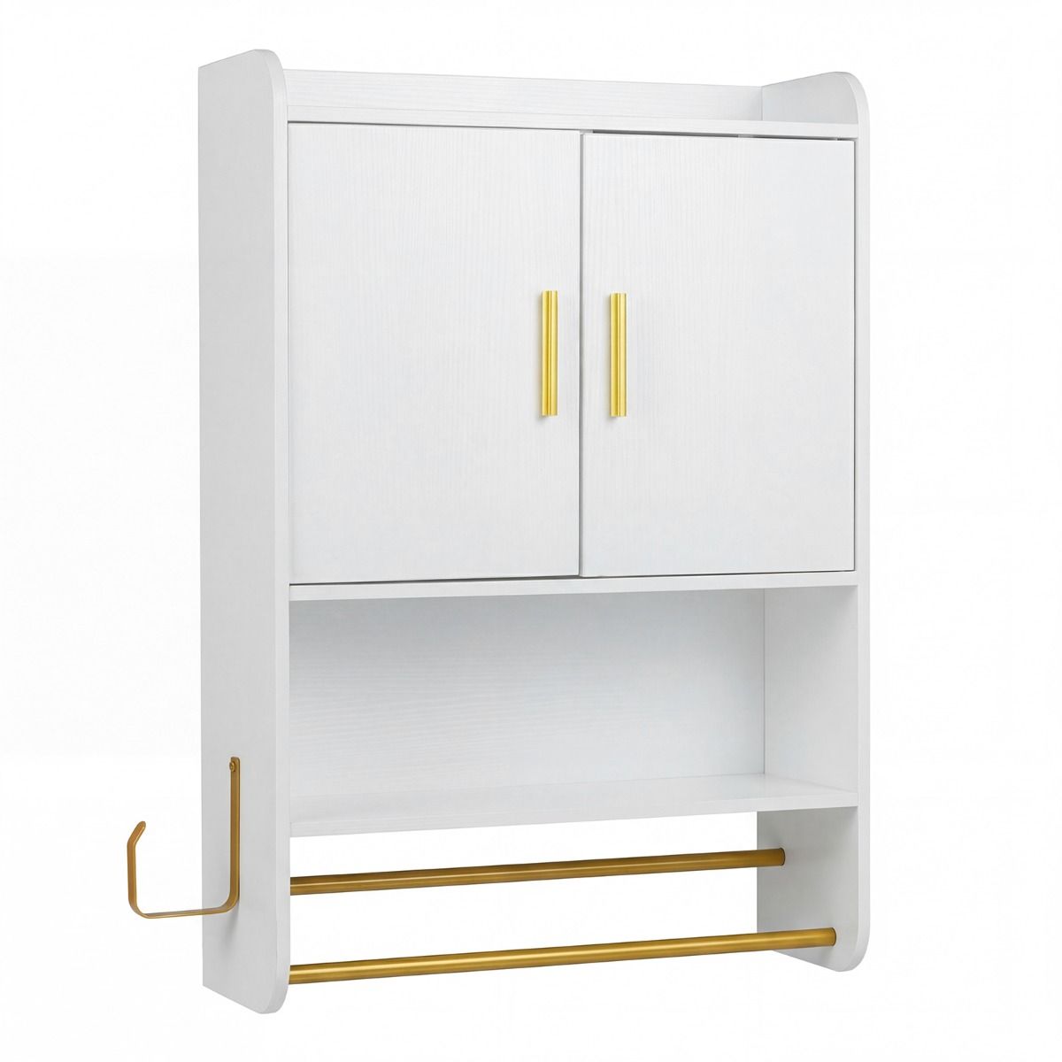 Armoire de salle de bains suspendue Coast - deux portes - étagères réglables - noir/blanc - 55 x 20 x 80 cm