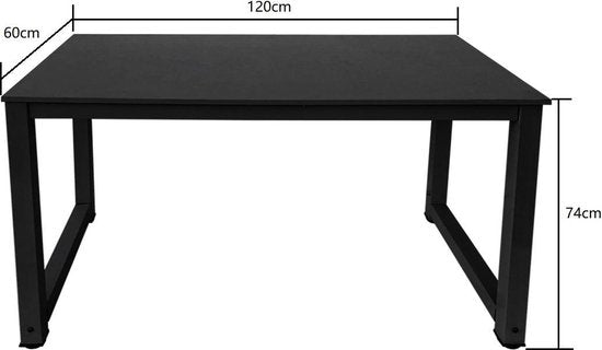 Bureau table informatique - table de cuisine - métal bois - 120 cm x 60 cm - noir