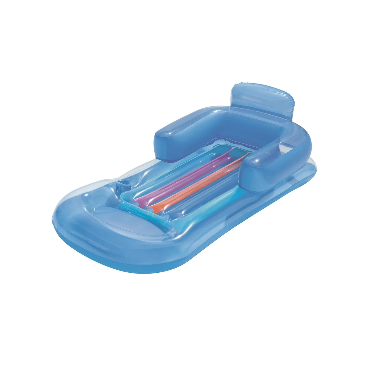 Chaise longue gonflable Bestway Summer Colors pour piscine - 150 x 77 cm - Avec dossier et porte-gobelet - Vert-bleu
