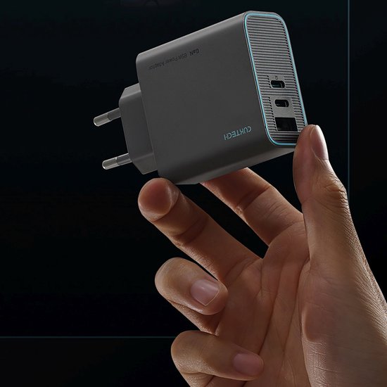 Chargeur mural Cuktech Cukad653Eugr 65 W pour téléphones Apple : 2 ports USB-C, 1 port