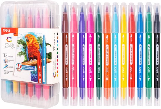 Feutres doubles Deli - 12 couleurs
