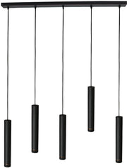 Mexlite Lampe pendante DownLume - 5 Lumières - Métal noir - Grande lampe de table de salle à manger - GU10 - Design moderne