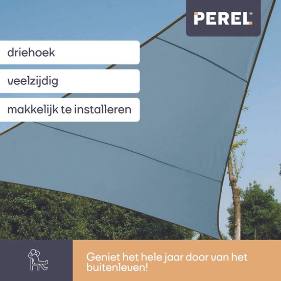 Perel Toile d'ombrage, hydrofuge, 5 x 5 x 5 m, 160 g/m², polyester, triangle, gris clair