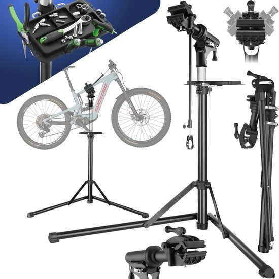 tectake® - Support de réparation de vélos Jan - support de montage pliable et réglable en hauteur - convient aux vélos électriques - 404919