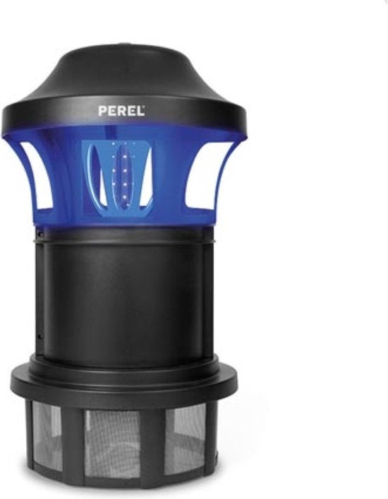 Piège à moustiques Perel, LED UV, ventilateur, 750 m², IPX4, usage extérieur, 24 W