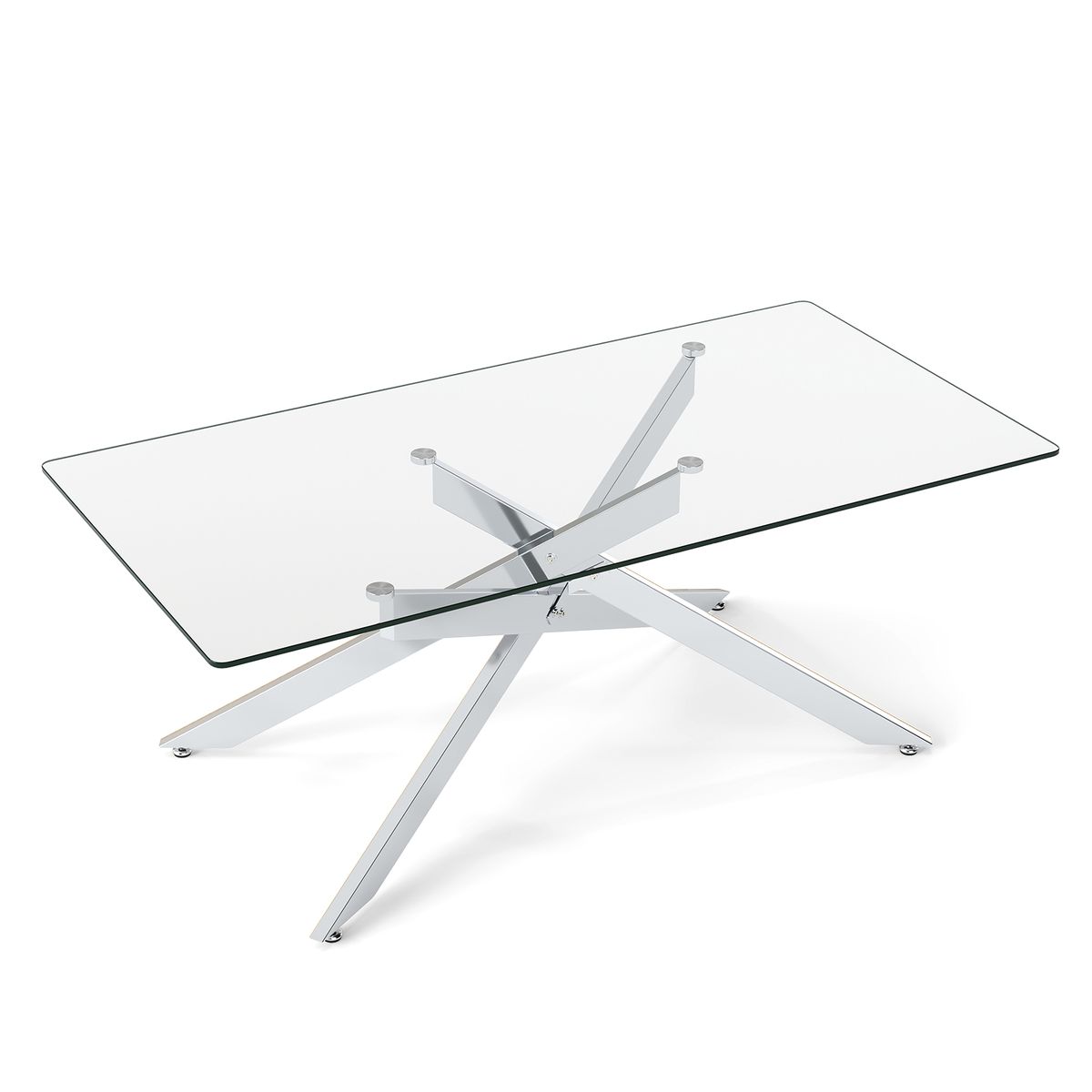 Table basse Coast - verre trempé - design moderne - argent 120 x 60 x 45,5 cm