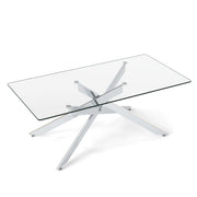 Table basse Coast - verre trempé - design moderne - argent 120 x 60 x 45,5 cm