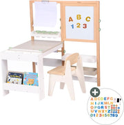 Table de dessin et de bricolage Sunny Olivia – Table de dessin et de bricolage en bois pour enfants – Livrée avec une chaise, un tableau blanc, un rouleau de papier et un espace de rangement – Meuble de jeu créatif
