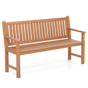 Banc de jardin Coast - banc trois places en bois de pin - dossier et accoudoirs ergonomiques - couleur naturelle - 150 x 53,5 x 89 cm