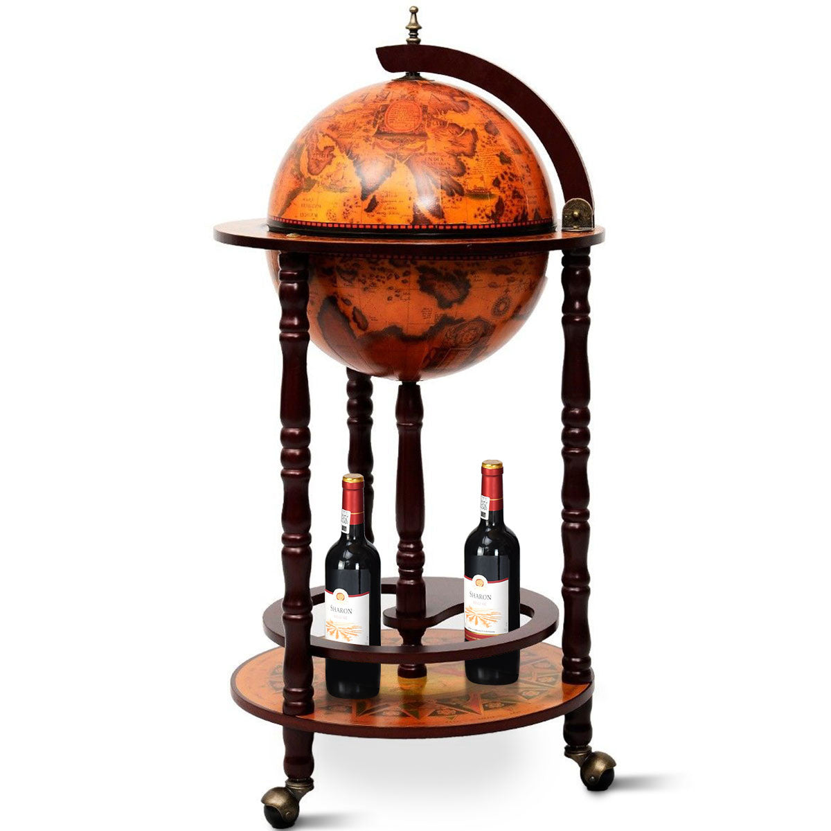 Costway - Porte-bouteilles - Globe bar - Porte-bouteilles - Globe bar - ⌀ 45 cm - Marron