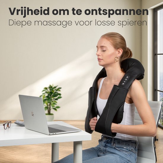 Auronic Shiatsu Massage Cushion - électrique - sans fil - appareils de massage - cou et épaules - infrarouge - étui de transport inclus - noir