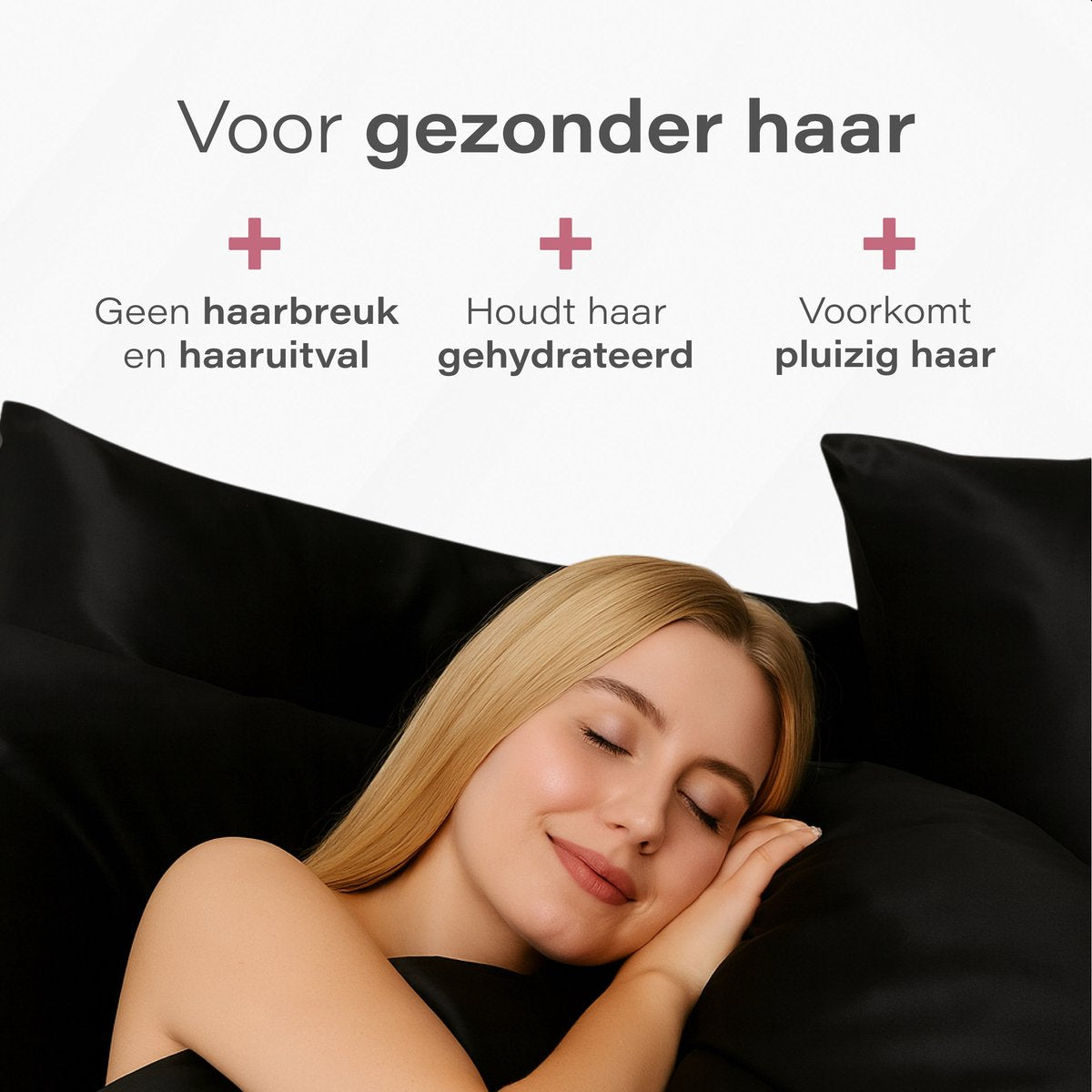 Ensemble en satin doux et soyeux - 2 taies d'oreiller 60 x 70 cm avec bonnet et masque de sommeil - Noir