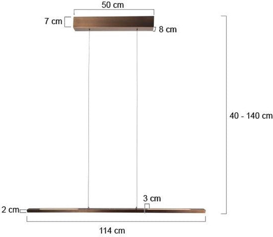 Suspension Bande 3994BR, lampe LED couleur bronze, 114 cm de large, avec système de réglage de la hauteur de Steinhauer, design élégant et moderne dans une teinte chaude