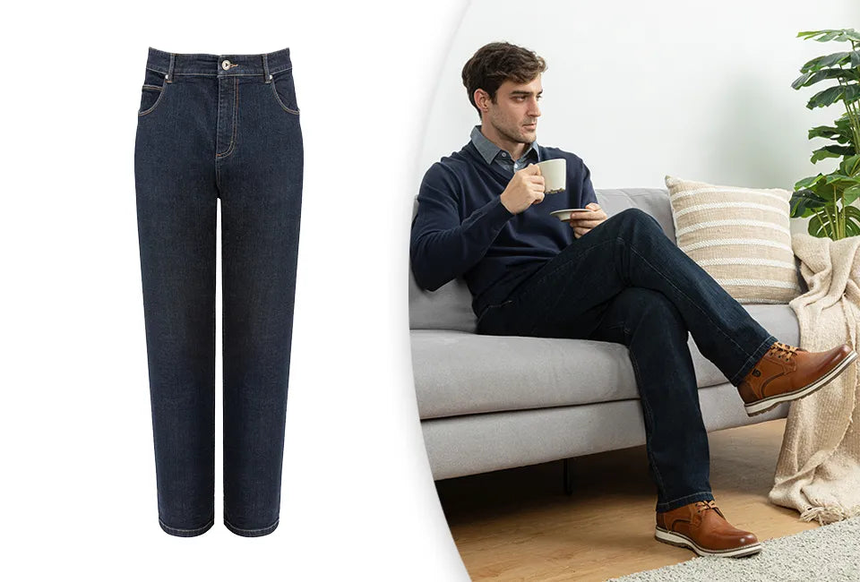 Milanoro - Pantalon Jeans Denim - L31 / L30 - Noir Bleu - Coupe droite avec jambes droites - Modèle intemporel à 5 poches - Confort optimal