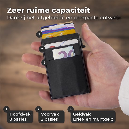 Nuvance - Porte-cartes extensible - Protection RFID - Porte-cartes pour hommes et femmes - Porte-cartes - Porte-cartes de crédit - Noir