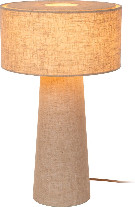 Lucide LEEROY - Lampe de table - Ø 30 cm - 1xE27 - Taupe - Japandi