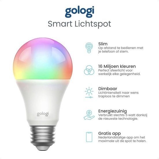 Gologi Smart e27 bulb lamp - Eclairage led intelligent - Dimmable - Wifi - 16M couleurs - RGB