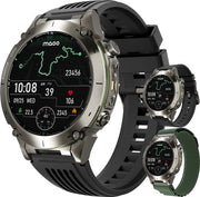 Maoo FORGE - GPS Smartwatch Homme - Ecran AMOLED 1,43" - 3 bracelets - GPS (5 satellites) - Fonction cloche - Batterie 730mAh (longue durée de vie) - 170+ modes sport - Fréquence cardiaque, pression artérielle, SpO2, podomètre - Boussole, Lampe de poche -