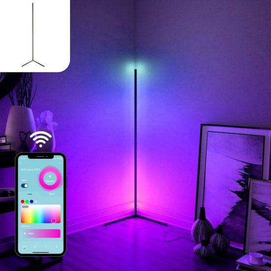 Gologi Smart Floor Lamp LED - Lampe d'angle - Industrielle - Debout - Salon - Dimmable - RGBW - Avec App - Noir