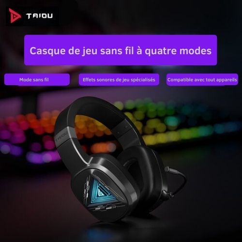 Casque de jeu sans fil 2,4 GHz TAIDU THS320Pro- Casque Bluetooth - avec microphone - Convient pour PS4/PS5, Nintendo Switch - Multiplateforme - Noir