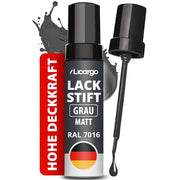 Stylo de retouche Licargo - gris anthracite mat RAL 7016 - peinture de retouche pour voiture, jantes et métal - avec pinceau de précision