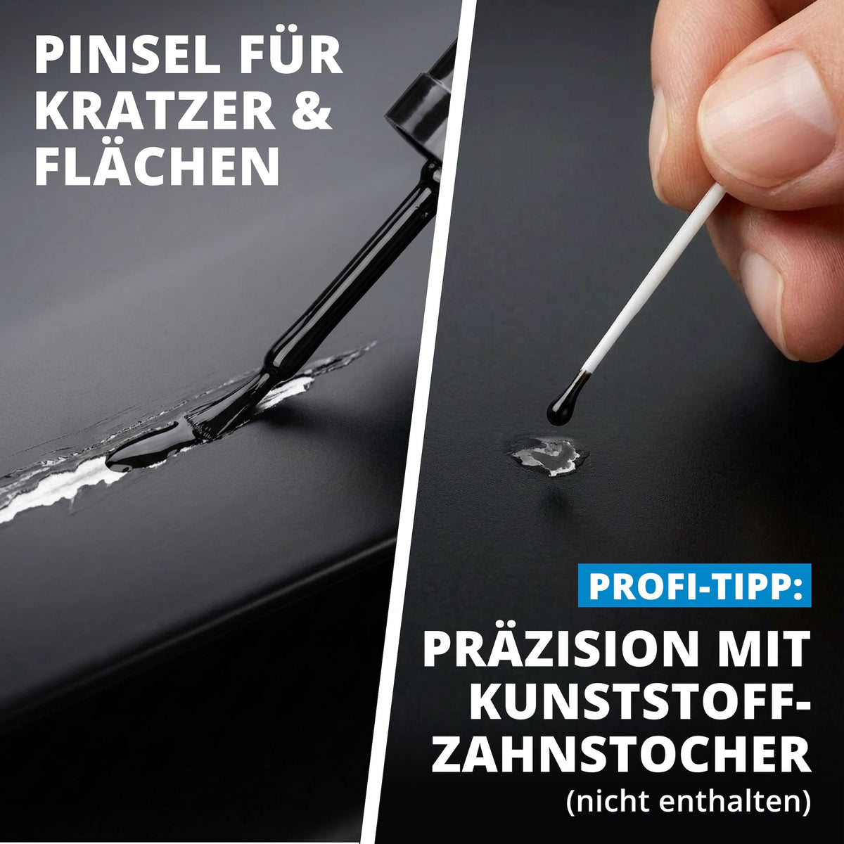 Stylo de retouche Licargo noir mat - stylo de retouche pour peinture automobile - pinceau de précision - couvrance élevée et séchage rapide - fabriqué en Allemagne
