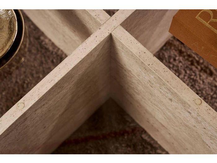 Table basse Kalune Design Aeris - Transparente - Travertin - 110 x 60 x 40 cm