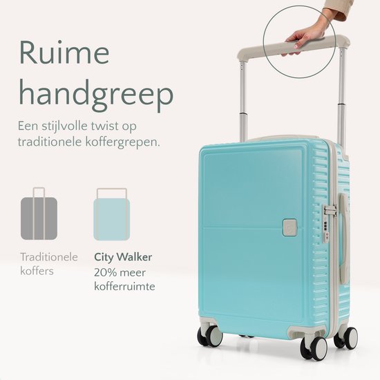 Skycases City Walker - Valise de voyage moyenne 77L - Légère et résistante - Roues pivotantes à 360° - Serrure TSA originale - Housse de protection et pochette humide incluses - 66 x 45 x 26 cm - Bleu Tiffany