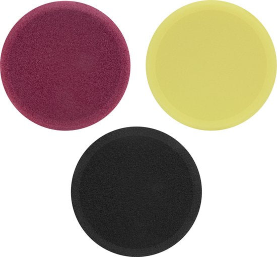 VONROC Disques de polissage/Pads de polissage en mousse pour polisseuses - Kit de démarrage - 150mm, 3 pièces