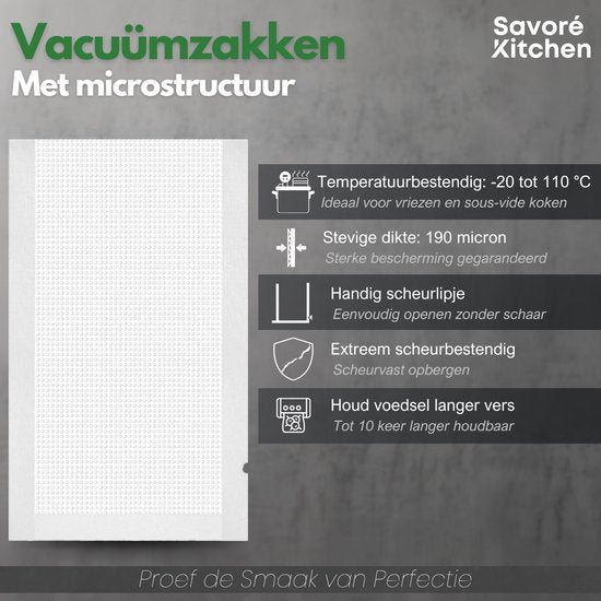 Savoré Kitchen Vacuum Bags Food - Multiple sizes - 150 pieces - Vacuum and sous vide bags - BPA free