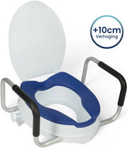 Rehausseur de WC Truesafe 10 cm - Taille universelle - Avec accoudoir et couvercle - Siège de WC surélevé - Coussin d'assise ergonomique - Rehausseur pour adultes et seniors