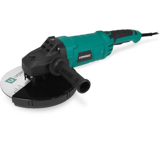 VONROC Meuleuse d'angle 2350W - Ø230mm - 5800 rpm - Avec poignée latérale pour droitier et gaucher - 3 mètres de câble en caoutchouc - excl. meule