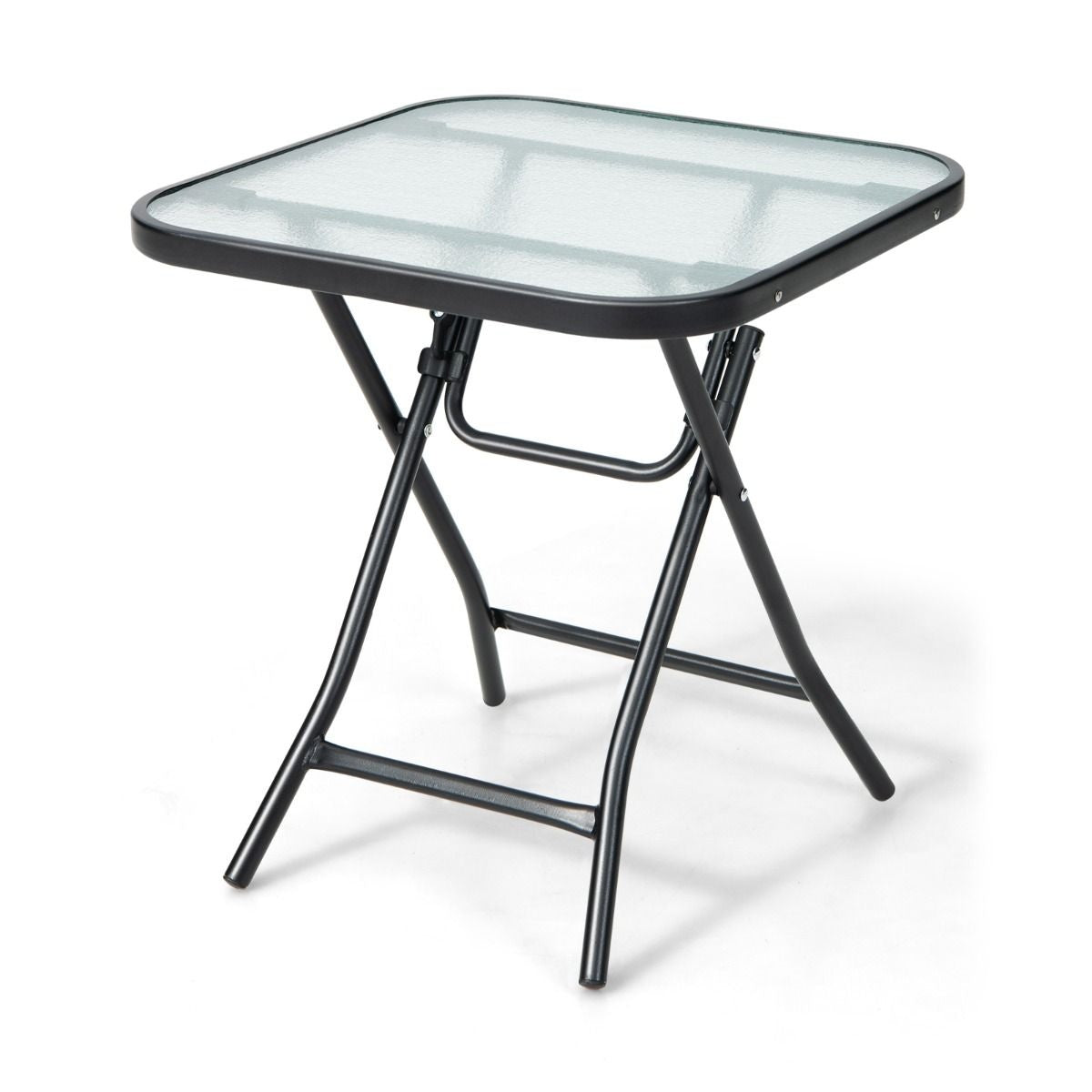 Coast Terrace table d'appoint table carrée en verre avec cadre en inox table basse pliante noire