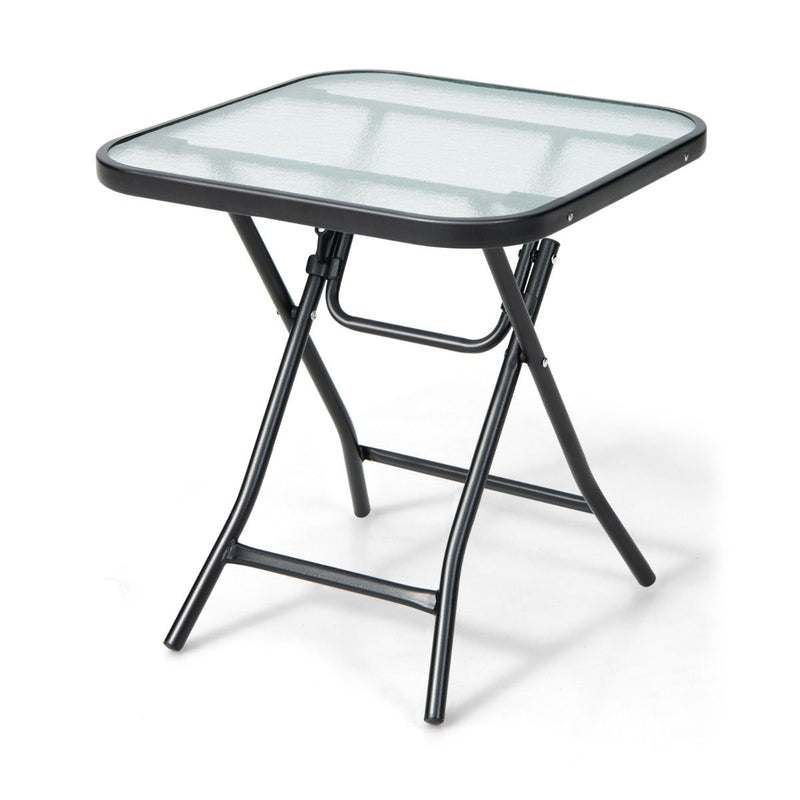 Coast Terrace table d'appoint table carrée en verre avec cadre en inox table basse pliante noire