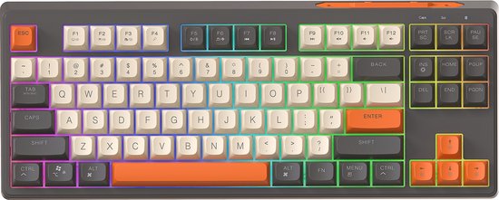 Clavier de jeu sans fil M87 RGB - 87 touches - BT5.0/2.4G - PBT Ball Keycaps - Shimmer