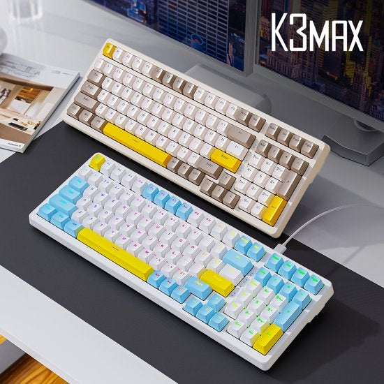 Fuegobird K3MAX Mechanical Gaming Keyboard - 100keys - Gasket Mod - Red Switch - QWERTY - Mechanical RGB Backlight Keyboard - Cheese