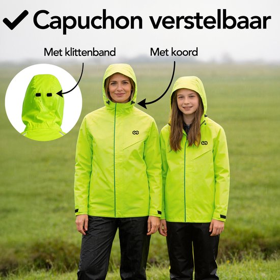 Infinity Goods Combinaison de pluie Nikki - Femme et Homme - Taille M - Imperméable et respirante - Réfléchissante - Jaune fluo